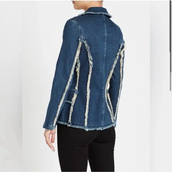 L’agence Kaydence Frayed Denim Blazer/Small - Picture 2 of 11